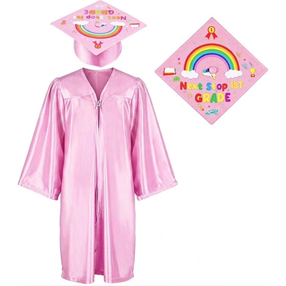 Pink Kindergarten Graduation Gown & Cap Set (30 Inch / 3'6"-3'8")